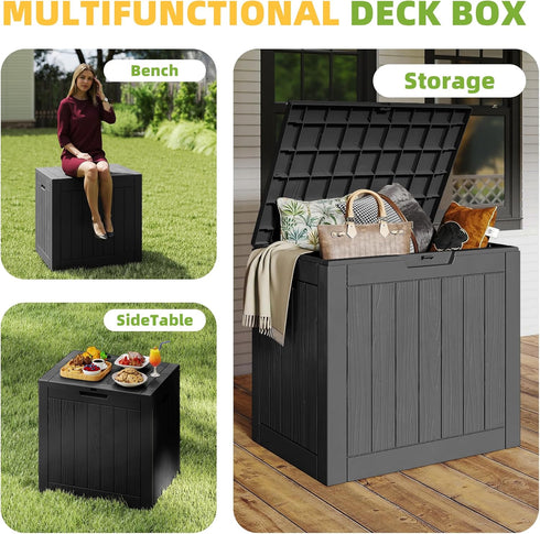 35 Package Gallon Resin Deck Box with Lockable Latch, Waterproof UV-Resistant Multi-Purpose Outdoor Storage for Patio