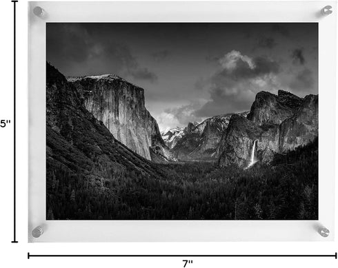 5x7 Wall Mounted Acrylic Frameless Photo Frame - Clear Picture Frame Rectango Floating Certificate Frame