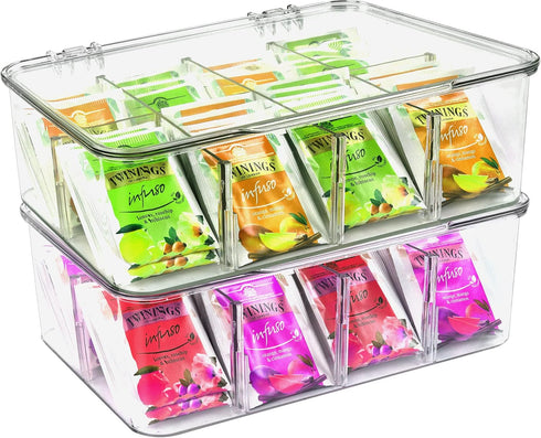 Utopia Home 2 Pack Tea Bag Organizer, Stackable Storage Organizer with Lid for Kitchen Organizers and Storage