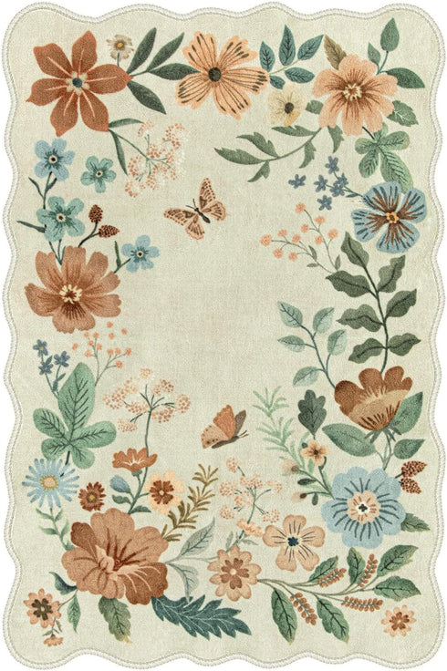 Lahome Floral Small Rug, 2X3 Kitchen Non Slip Washable Rug, Ultra-Thin Soft Rug for Indoor Entrance, Stain Resistant
