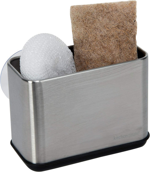 Kitchen Details Cup Sponge Holder/Basket - Space-Saving Stainless Steel Suction Sink Caddy for Kitchen or Bathroom