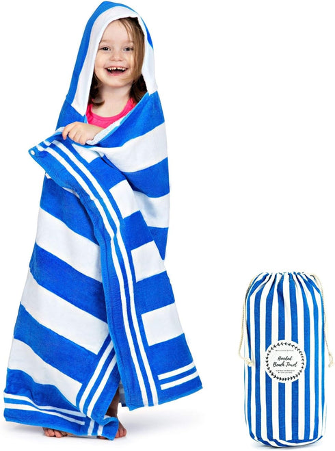 Premium Large Hooded Beach Towel for Kids Aged 3-10 | Drawstring Carry