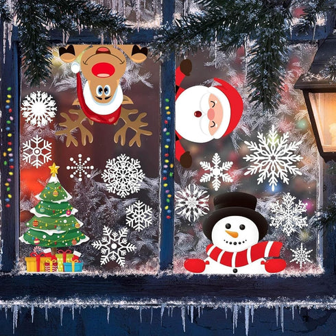 Joy Bang 300 Pcs Christmas Window Clings, Winter Snowflake Stickers, Holiday Decor for Home & Office