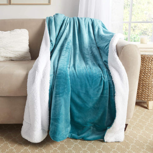 50 60 inches, Genteele Sherpa Throw Blanket Super Soft Reversible Ultra Luxurious Plush Blanket, x Teal/White