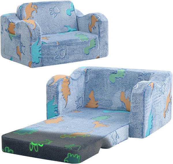 MeMoreCool Glowing Dinosaur Kids Chair, Glow-in-the-Dark Kids Couch for Boys Ages 1-3,