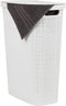 Mind Reader 40L Slim Laundry Hamper - Clothes Basket with Lid, Linen Design, Plastic, 18.5”L x 10.75”W x 23.5”H