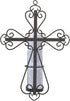 Stonebriar Decorative Scrolled Metal Cross Wall Sconce with Jesus LED Candle, Religious Gift Ideas for Friends