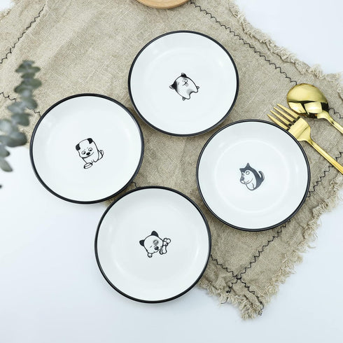 Cute Cartoon Dog Ceramic Seasoning Dishes, Sauce Dish, 5'' Dipping Bowl for Kitchen