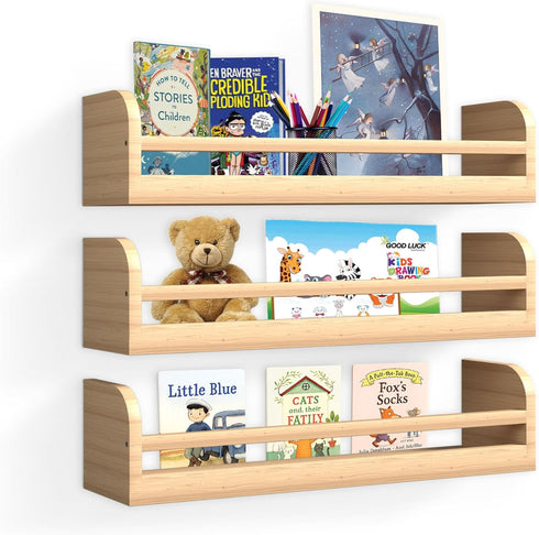 Floating Nursery Book Shelves, 16.5 inch Wall Book Shelves Kids Room, Set