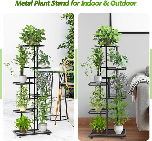 Facofaco 6 7 Tier Potted Metal Plant Stand Indoor with Gardening Tools and Gloves, Corner Tall Tiered Plant Shelf