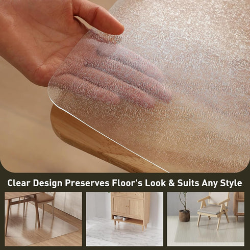 3'5' Clear Plastic Area Mat for Under High Chair, Large No Slip Waterproof Vinyl Floor Mat for Home, Anti-Spill Hard