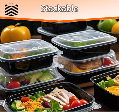 Mr Miracle Meal Prep Containers with Lids, 50 Pack, 38 Oz Leakproof Disposable Food Containers