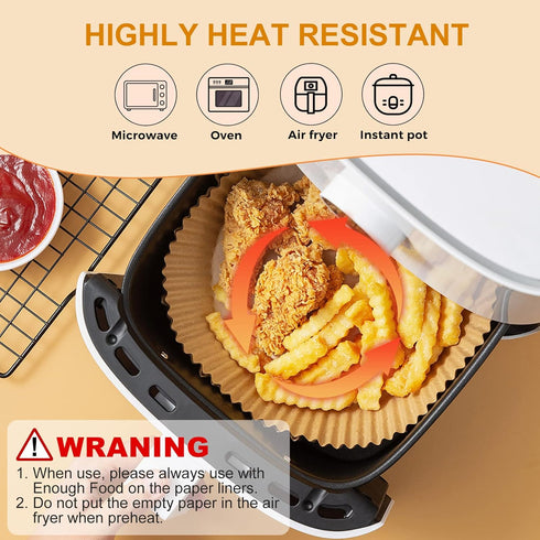 100Pcs Small Air Fryer Liners Disposable, 6.5 Inch Round Parchment Sheets for Baking Cooking Food