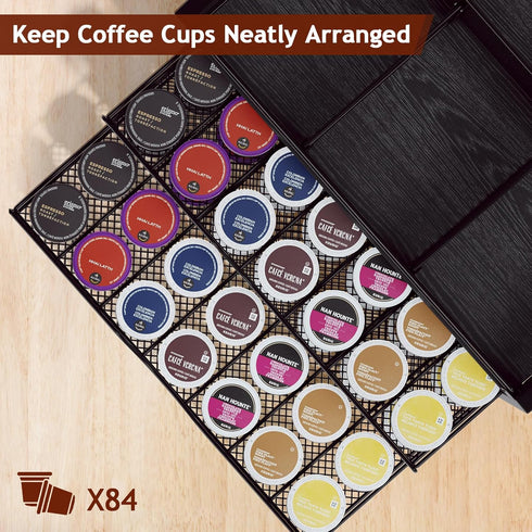 Countertop, Homsorout Coffee Bar Organizer - Coffee Station for Metal and Wood K Cup holder Storage Basket for Syrup