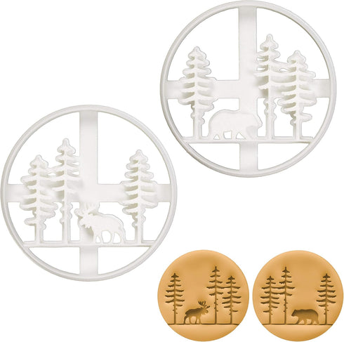 Set of 2 Forest Animal Cookie Cutters, Moose and Bear Designs, 2 Pieces - Bakerlogy