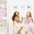 3D Set 3 (7x7) Tide and Tales Butterfly Room Decor for Girls, of Framed Wooden Wall Art for Nursery, Nature-Inspired