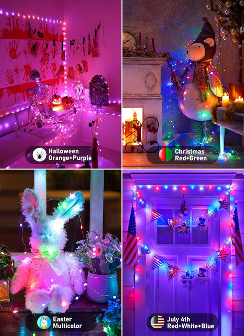 33FT 100 16 6 Colors,12 Minetom Fairy Lights Color Changing - LED String Light with Remote, Single Colors & Holiday