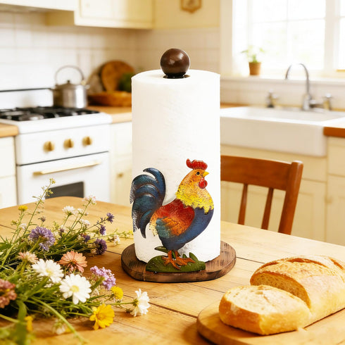 Countertop Rooster Paper Towel Holder Rooster Kitchen Decor Chicken Decor for Kitchen Roosters Farmhouse Paper Towel