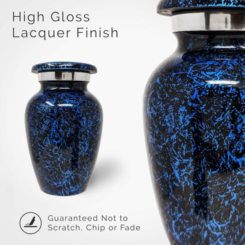 Small Blue Keepsake Cremation Urn for Human Ashes - Miniature Memorial Urns for Men or Women