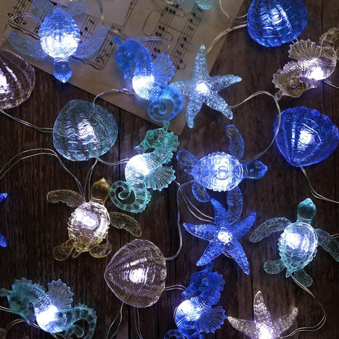 Indoor Ocean Theme String Lights - 10ft 30 LED Nautical Décor, USB or Battery Operated Twinkle Fairy Lights for