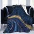 Perinsto Blue Painted Marble Throw Blanket Ultra Soft Warm All Season Marbling Painting