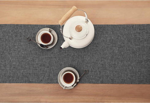 Solino Home Athena Linen Table Runner, 100% Pure Linen Charcoal Grey, 14 x 120 Inch, 120 Inches Long for Dining,