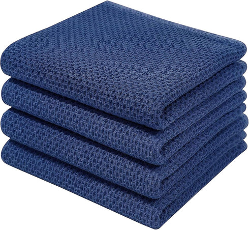 Homaxy 100% Cotton Waffle Weave Kitchen Dish Towels, Ultra Soft Absorbent Quick Drying 13 x 28 Inches, 4-Pack