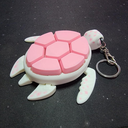 Articulating Sea Turtle Fidget Keychain Charm (White/Pink) - Sensory Fun