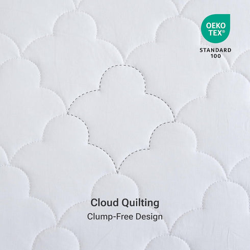 Sleep Philosophy King Mattress Pad, Cotton Classic Cloud Quilted Protector, Fits Up to 16", Machine Washable, White