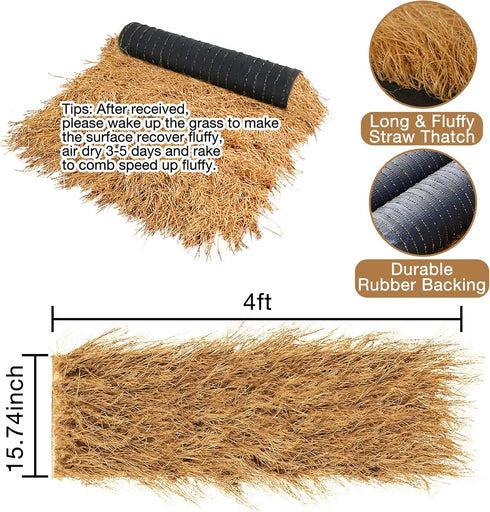 XLX TURF Synthetic Thatch Grass Roof - Fire Proof Artificial Straw Roll for Tiki Bar Garden Decor