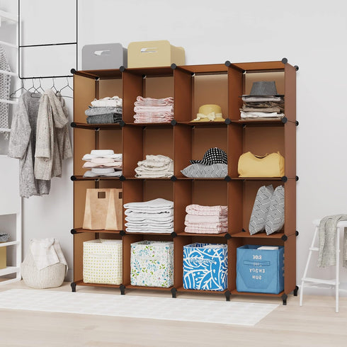 HOMIDEC 16-Cube Storage Organizer, Closet Shelf for Garment Racks, Kids Bookshelf (48.4 L x 12.2 W x 48.4 H)