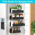 4 Pack Magnetic Spice Storage Rack Organizer for Refrigerator and Oven, Black Fridge Organizers and Storage by HuggieGems