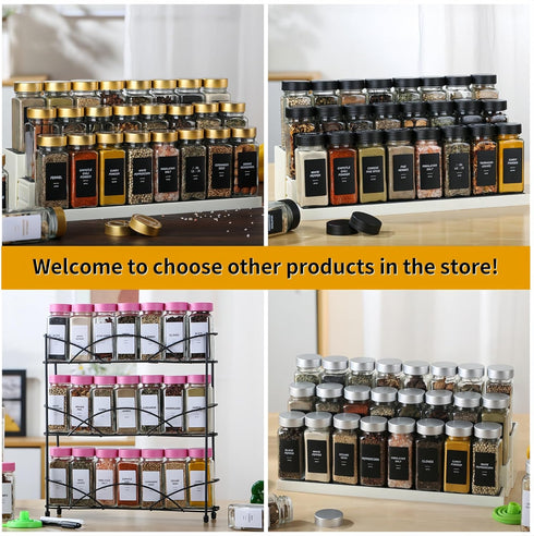 36Pcs Labels4oz (36, Spice Jars Containers with Black Seasoning Bottles with Shaker Lids for Rack, Cabinet