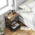 Side Table with Charging Station, Nightstand with Adjustable Fabric Drawer, Bedside Table for Bedrooms, Living Rooms
