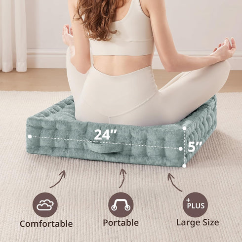 24" 24" 5" Intelligent Design Large Floor Pillow for Adults Yoga or Meditation Cushion with Handle, Floor Cushion