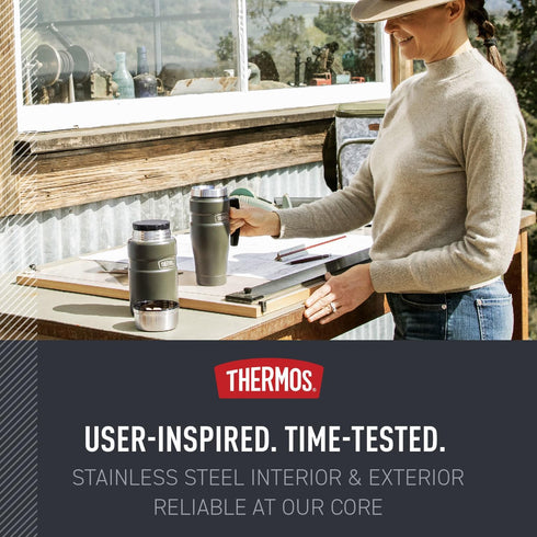 16oz, Commuting THERMOS Stainless King Vacuum-Insulated Travel Mug with Handle - Matte Steel - Thermos Tumbler for Hot