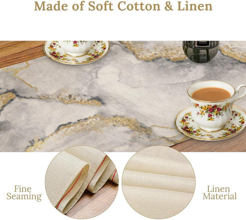 ShiTingYu 13x36 Inch Marble Table Runner Gold Grey Table Dresser Runners Modern Table Coffee Table Runner for Home