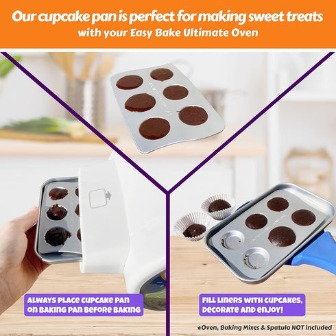 Kids' Complete Oven Pan Set for Easy Bake Ultimate Oven, Includes Cupcake and Rectangular Bake Pans