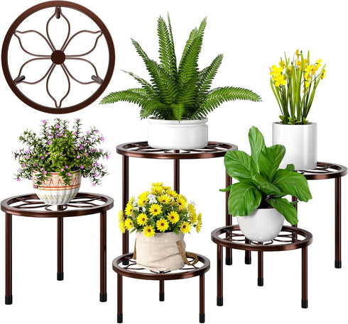 VECELO Metal Plant Stands Set of 5, Multiple Heavy Duty Flower Pot