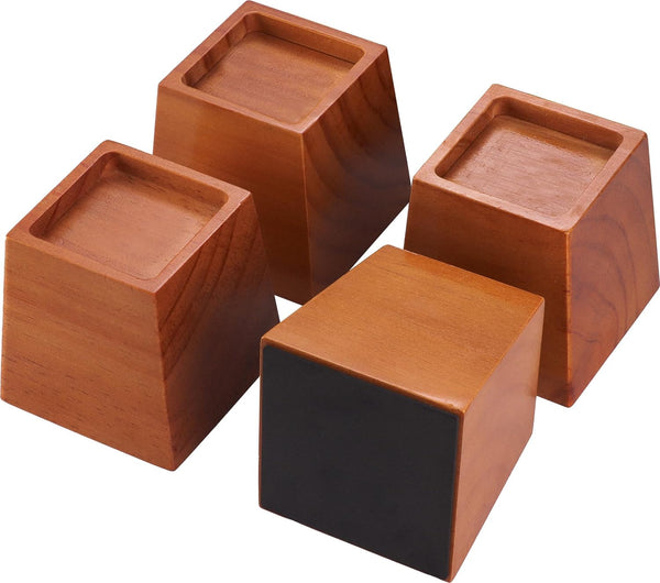 Premium Pine Wood 4-Inch Furniture Risers, Heavy-Duty, 2000 Lb Capacity, Floor Protectors for Beds, Sofas