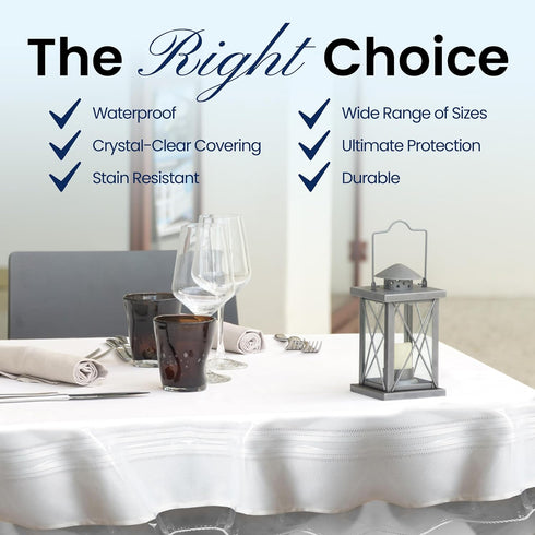 BRODER MFG. INC. Tablecloth Protector Crystal Clear Vinyl (52"x70" Oblong) - Durable for Parties & Everyday Use
