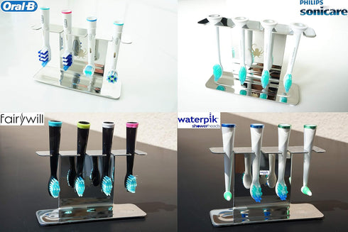 Oralb Stainless Steel Electric Toothbrush Head Holder, Compatible with Braun, Sonicare, Waterpik, Adhesive