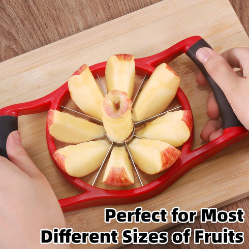 Newness 5.12 Inch Extra Large Apple Slicer, Heavy Duty Cutter for 8 Slices, Stainless Steel Corer - Red