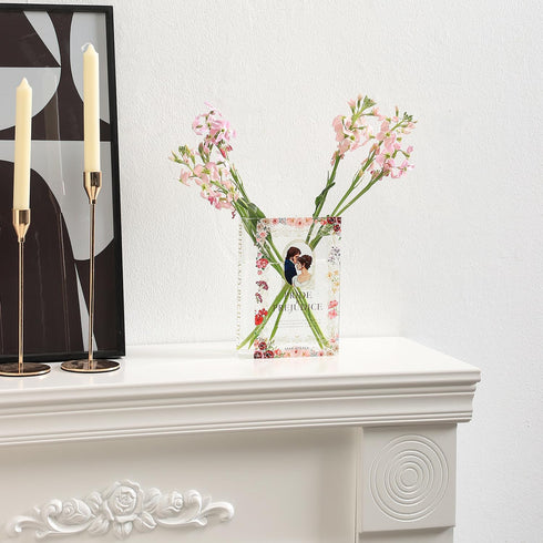 Acrylic Book Shaped Vase, Clear Book Flower Vase, Modern Decorative Vases for Home/Living Room/Bookshelf/Bedroom/Office