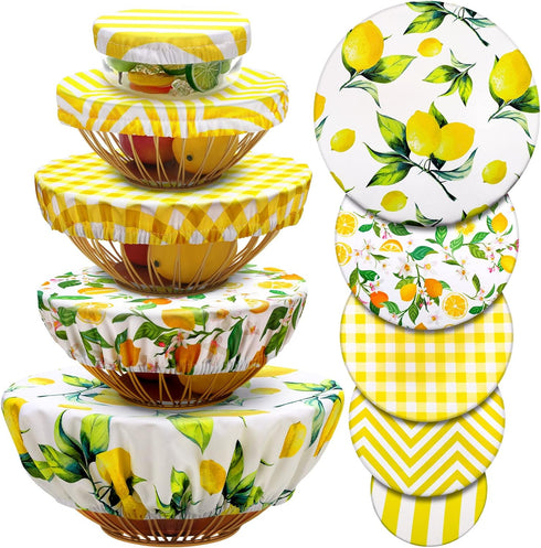 10 Pack Cloth Bowl Covers for Bread Rising, Reusable Fabric Covers, 5 Size Stretch Elastic for Food Storage
