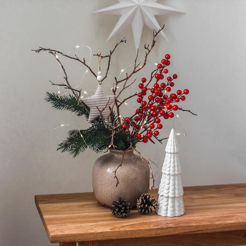 himmel 35 Pack Decorations,9 inch Christmas Tree Artificial Red Berry Stems,Red Berries Christmas Decor Christmas Tree