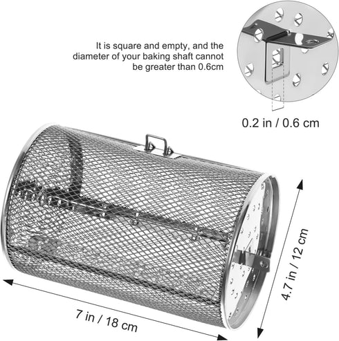 360 Degree Heating Air Fryer Oven Basket, Stainless Steel Rotisserie Cages for Baking Nuts, Coffee Beans, BBQ Roaster