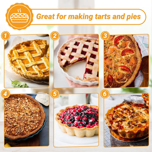 Beasea 10 Inch Tart Pan with Removable Bottom, Non-Stick Quiche Pie Shell, Fluted Edge Carbon Steel
