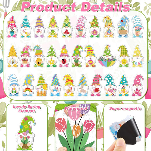 Hoteam 30 Pcs Spring Magnets, Cute Summer Refrigerator Magnet for Garage Door, Car, Metal Door Decoration