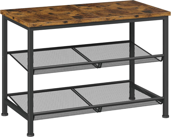 Shoe Rack for Entryway, 3-Tier Metal Shoe Rack with Storage Shelves and